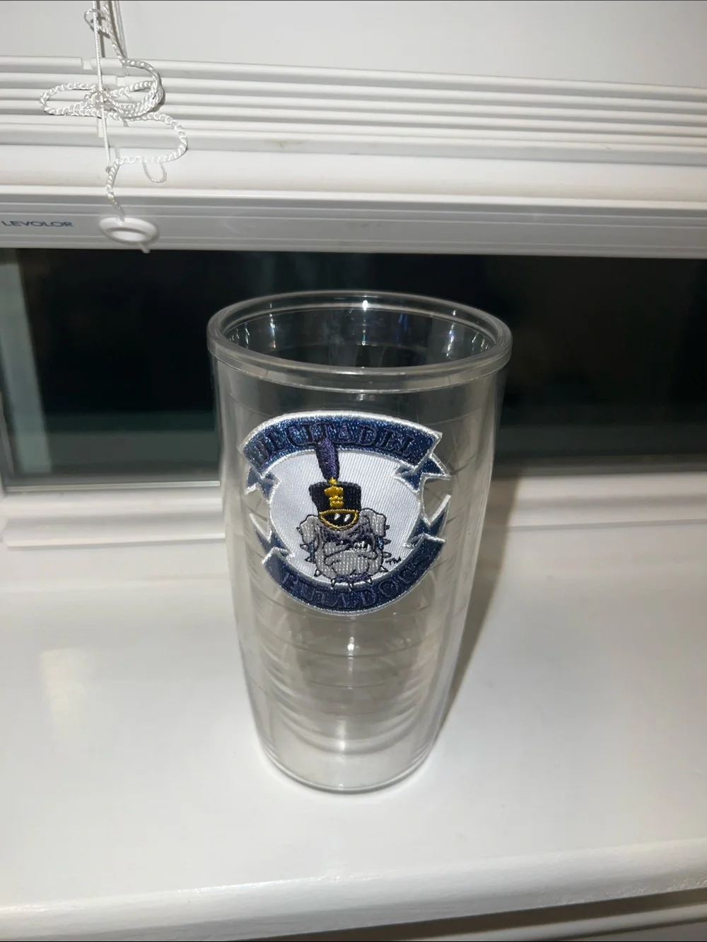 Citadel Tervis Clear Double-Wall Tumbler with Navy and White Bulldog Crest